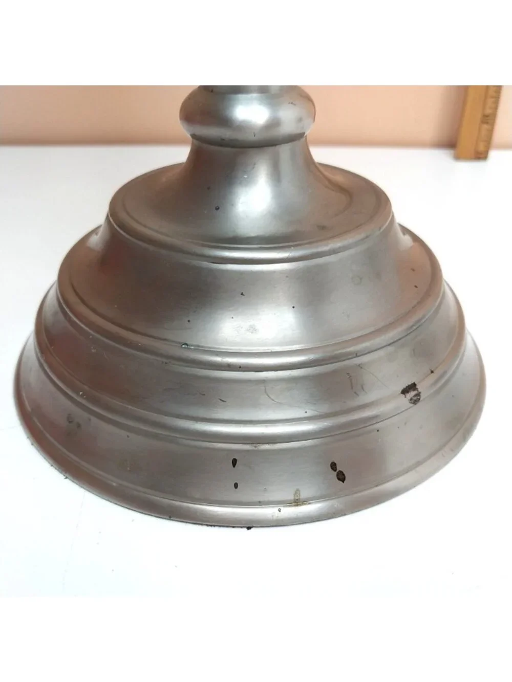 Vintage Silver Pillar Candle Holder Balustrade Polished Silver Metal 12